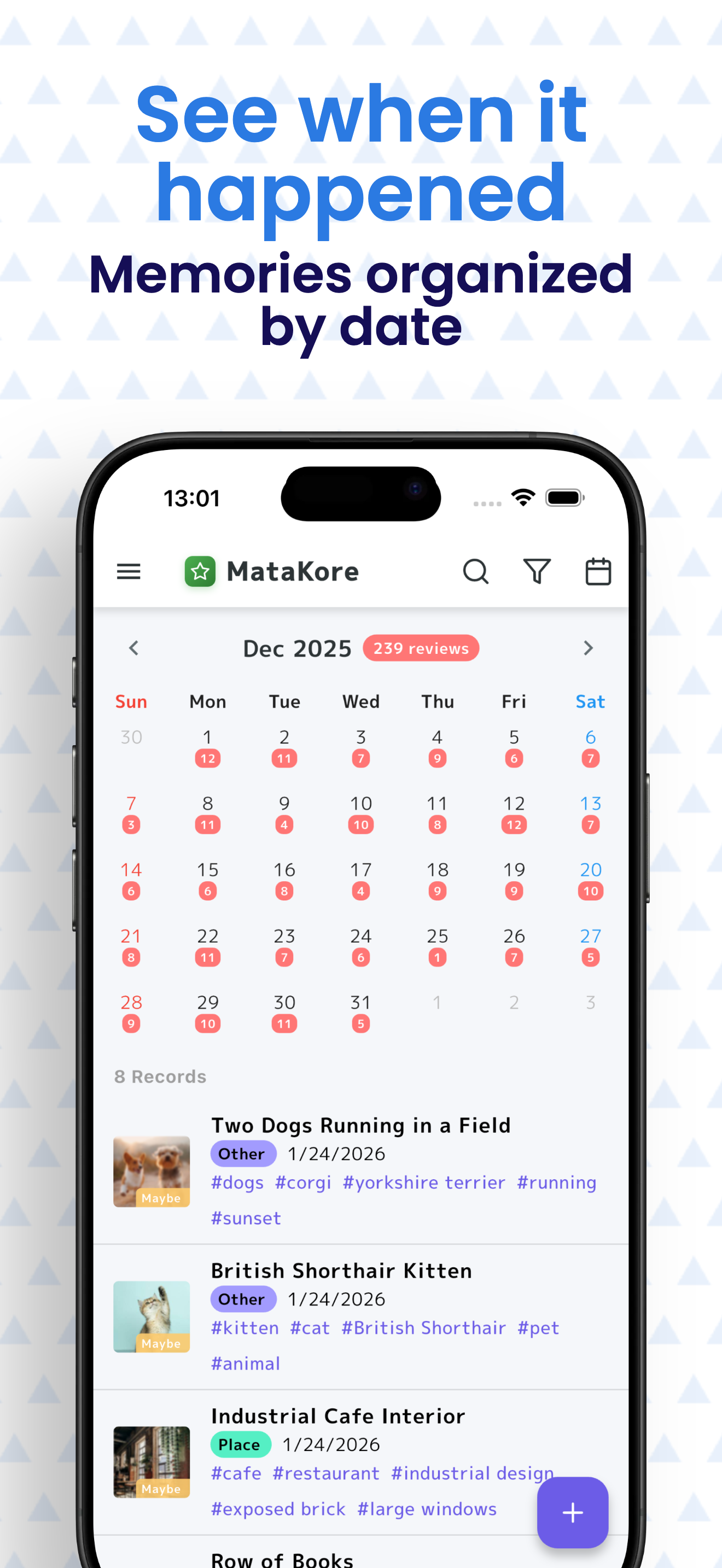 MataKore list screen